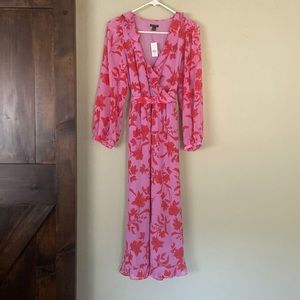 NWT Ann Taylor Pink Floral Midi Dress | Size 8